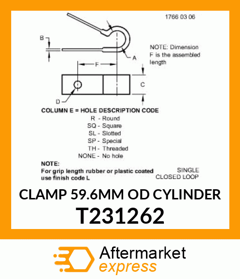 CLAMP 59.6MM OD CYLINDER T231262