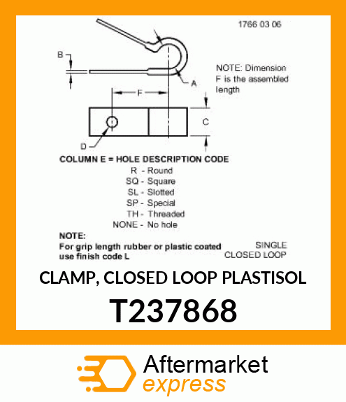 CLAMP, CLOSED LOOP PLASTISOL T237868