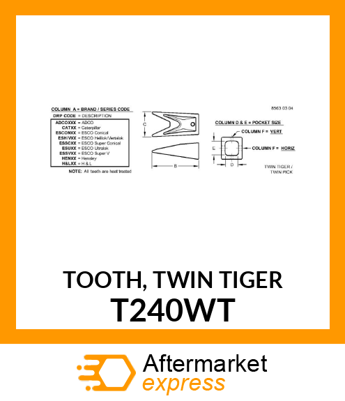 TOOTH, TWIN TIGER T240WT