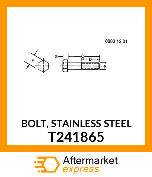 BOLT, STAINLESS STEEL T241865