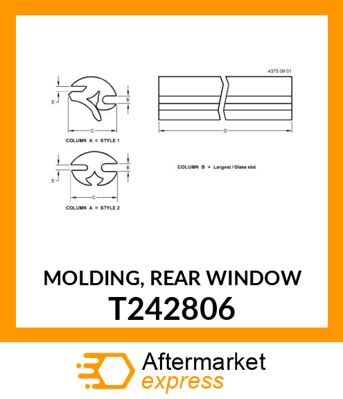 MOLDING, REAR WINDOW T242806