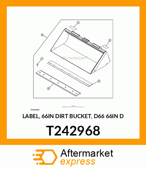 LABEL, 66IN DIRT BUCKET, D66 66IN D T242968