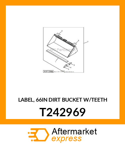 LABEL, 66IN DIRT BUCKET W/TEETH T242969