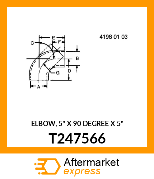 ELBOW, 5" X 90 DEGREE X 5" T247566