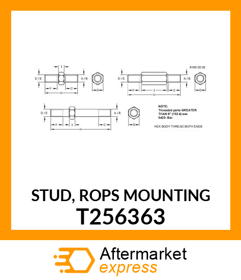 STUD, ROPS MOUNTING T256363