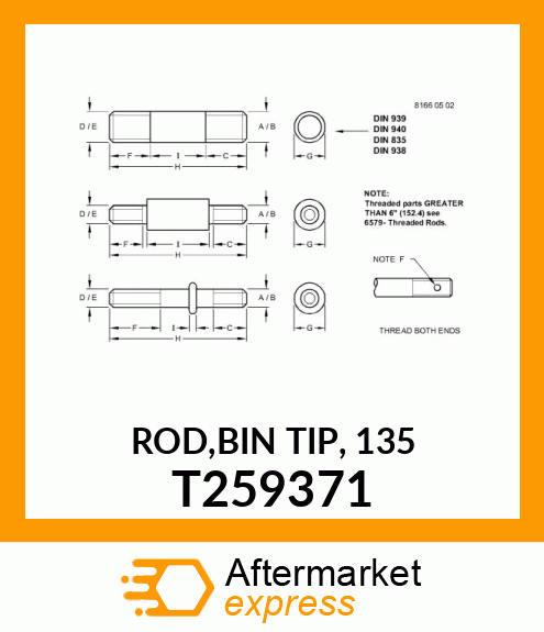 ROD,BIN TIP, 135 T259371