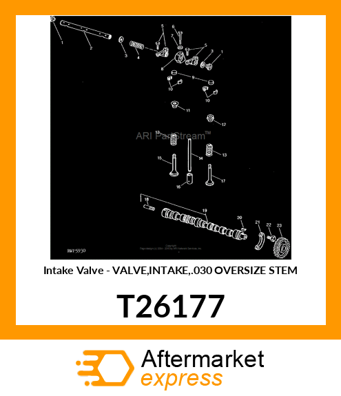 Intake Valve - VALVE,INTAKE,.030 OVERSIZE STEM T26177