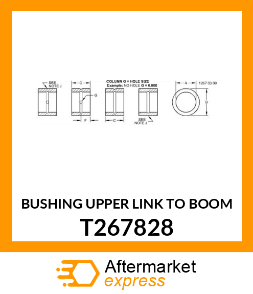 BUSHING UPPER LINK TO BOOM T267828