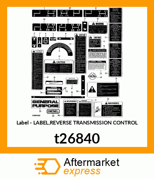 LABEL, TRANSMISSION REVERSER t26840