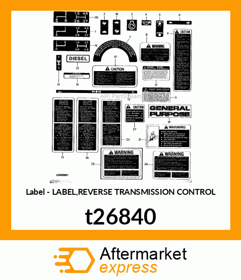 LABEL, TRANSMISSION REVERSER t26840