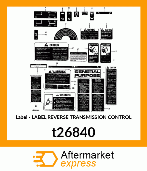 LABEL, TRANSMISSION REVERSER t26840