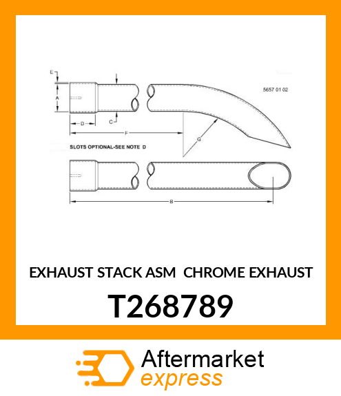 EXHAUST STACK ASM (CHROME) EXHAUST T268789