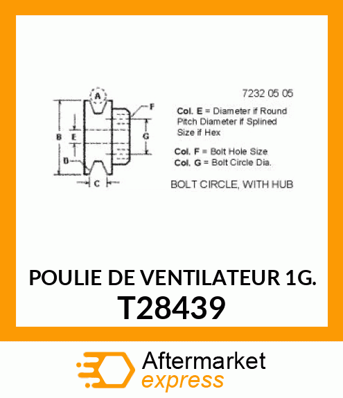 POULIE DE VENTILATEUR 1G. T28439