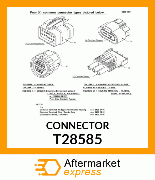 CONNECTOR, ONE CONTACT LOCK TYPE T28585