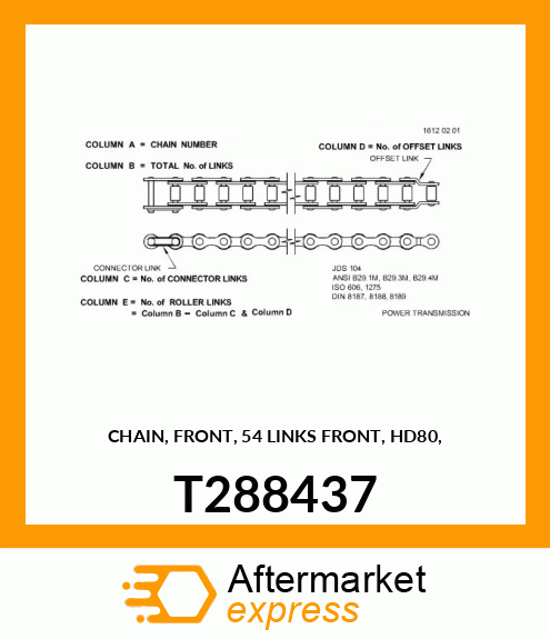 CHAIN, FRONT, 54 LINKS FRONT, HD80, T288437