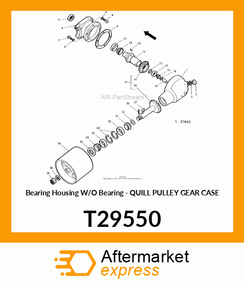 Bearing Housing W/O Bearing - QUILL PULLEY GEAR CASE T29550