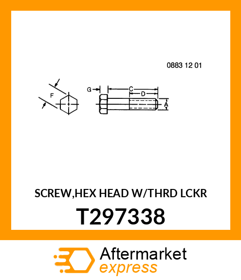 SCREW,HEX HEAD W/THRD LCKR T297338