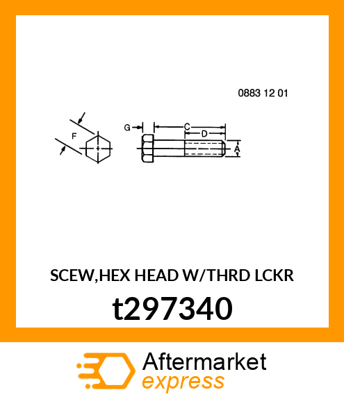 SCEW,HEX HEAD W/THRD LCKR t297340