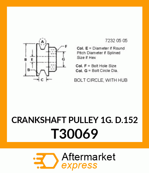 Pulley - CRANKSHAFT PULLEY 1G. D.152 T30069