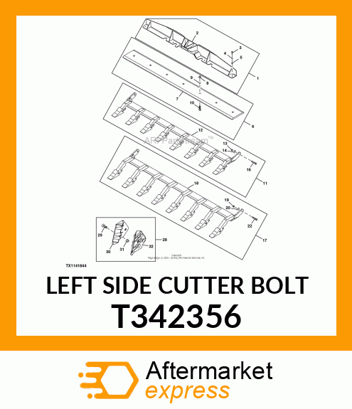 LEFT SIDE CUTTER BOLT T342356