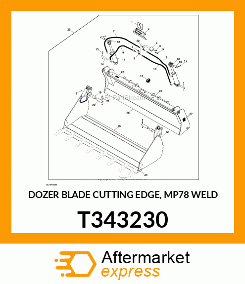 DOZER BLADE CUTTING EDGE, MP78 WELD T343230