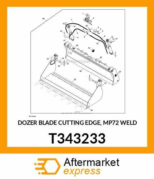 DOZER BLADE CUTTING EDGE, MP72 WELD T343233