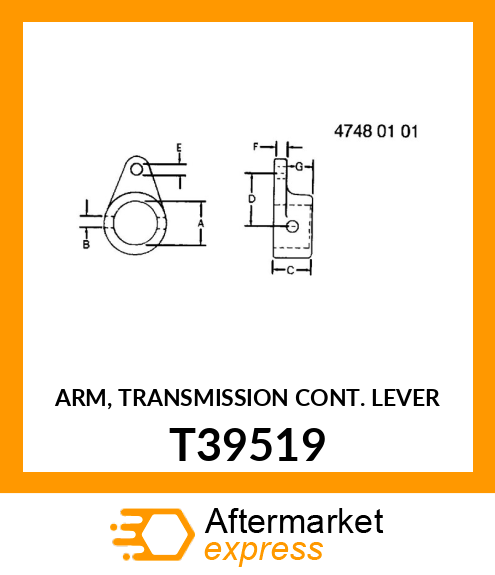 Lever - ARM, TRANSMISSION CONT. LEVER T39519