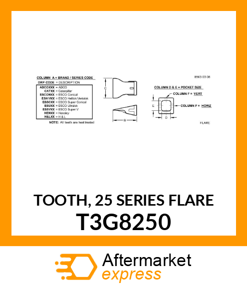 TOOTH, 25 SERIES FLARE T3G8250