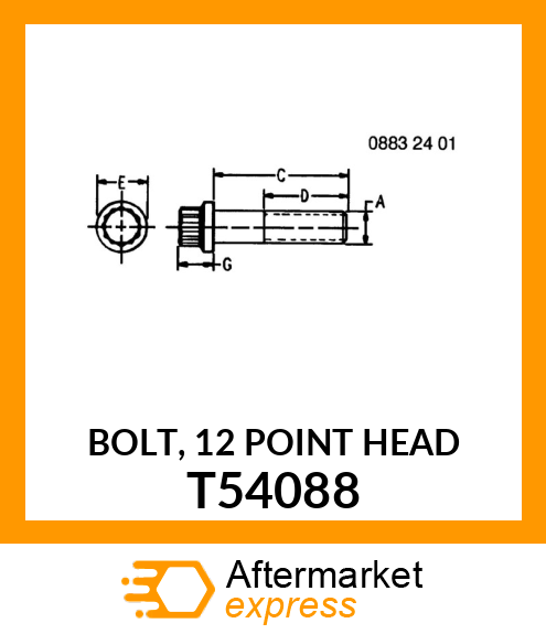 BOLT, 12 POINT HEAD T54088