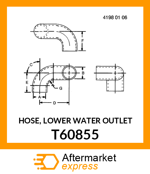 HOSE, LOWER WATER OUTLET T60855