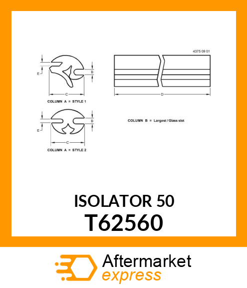 ISOLATOR,WINDOW MOULDING T62560