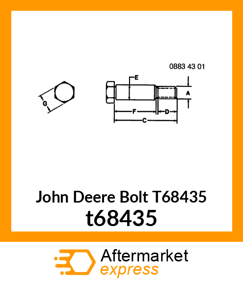 BOLT, SHOULDER HEX HEAD SHOULDER HE t68435