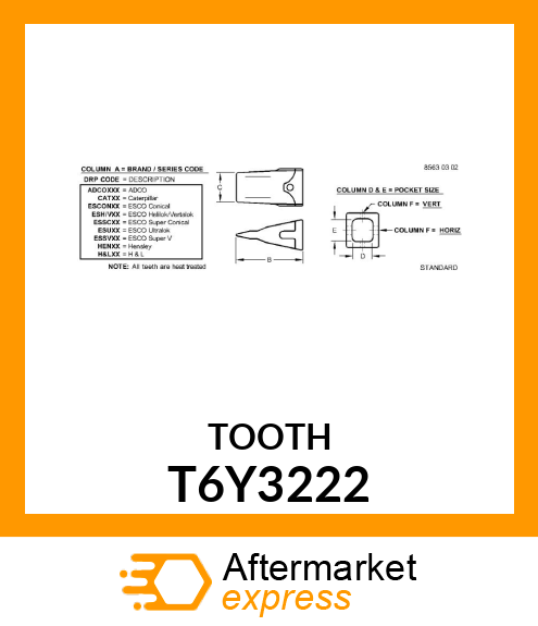 TOOTH, LONG T6Y3222