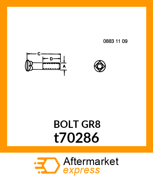 BOLT, CUTTING EDGE DOME HEAD PLOW t70286