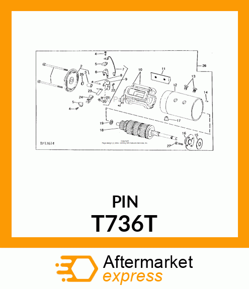 Pin Fastener - PIN,BRUSH HOLDER SUPPORT T736T