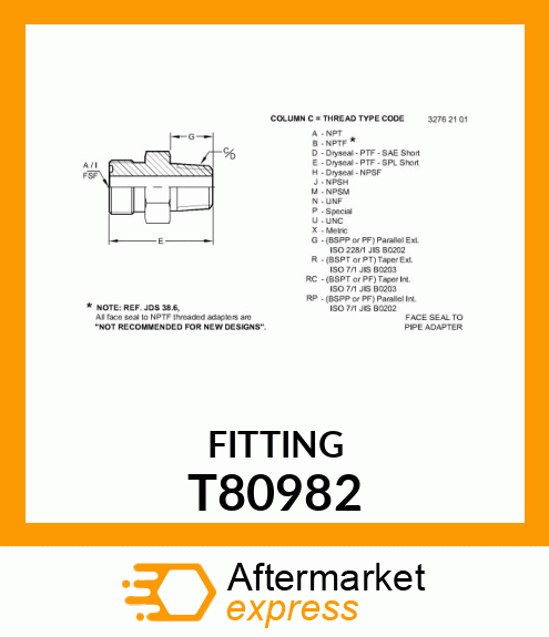 ADAPTER,FLAT FACE SEAL FLAT FACE SE T80982