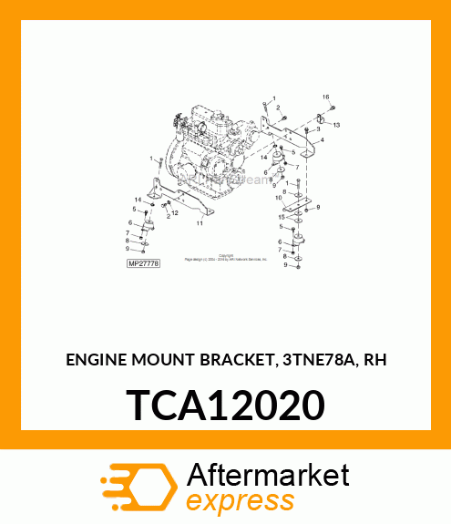 ENGINE MOUNT BRACKET, 3TNE78A, RH TCA12020