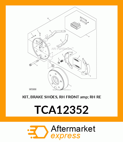 KIT, BRAKE SHOES, RH FRONT amp; RH RE TCA12352