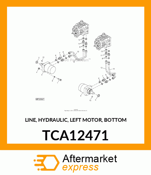 LINE, HYDRAULIC, LEFT MOTOR, BOTTOM TCA12471