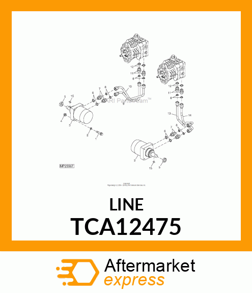 LINE, HYDRAULIC, RT. MOTOR, TOP POR TCA12475