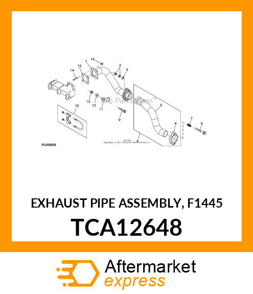 EXHAUST PIPE ASSEMBLY, F1445 TCA12648