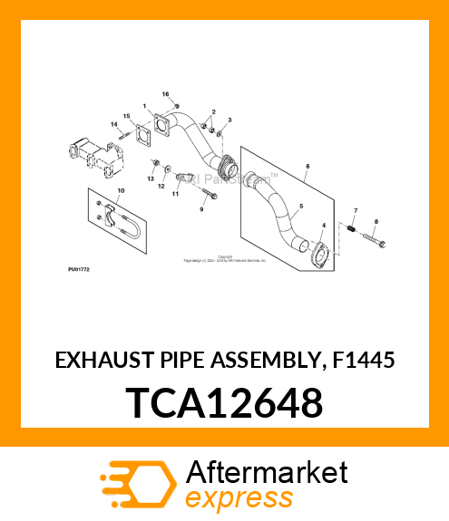 EXHAUST PIPE ASSEMBLY, F1445 TCA12648