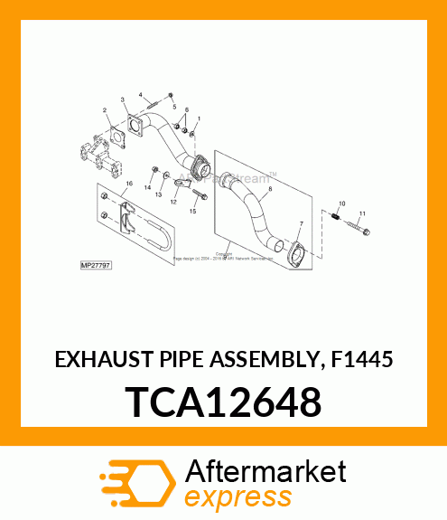 EXHAUST PIPE ASSEMBLY, F1445 TCA12648