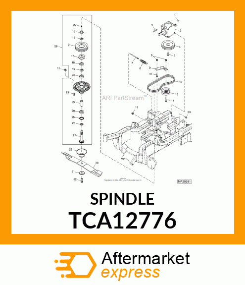 SPINDLE, COMMERCIAL MOWING WITH SHE TCA12776