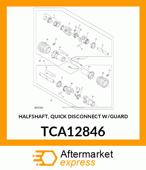 HALFSHAFT, QUICK DISCONNECT W/GUARD TCA12846