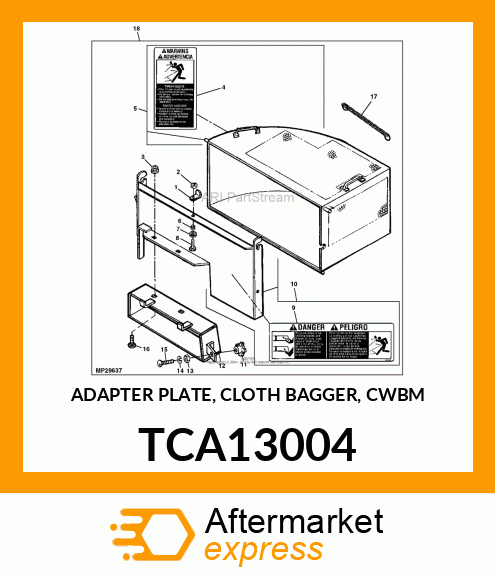 ADAPTER PLATE, CLOTH BAGGER, CWBM TCA13004