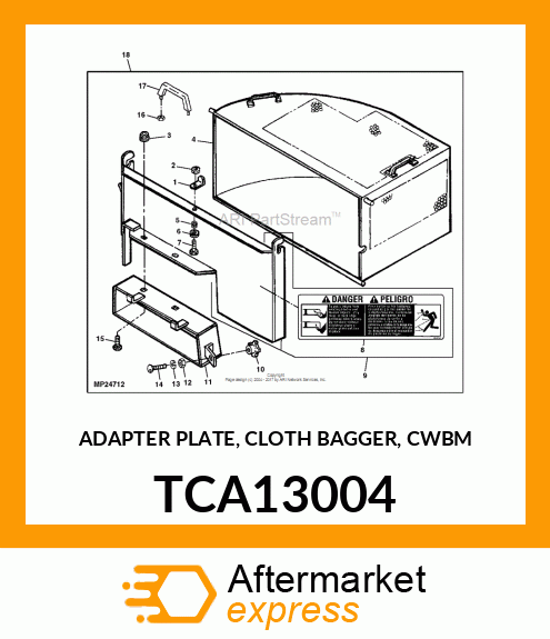 ADAPTER PLATE, CLOTH BAGGER, CWBM TCA13004