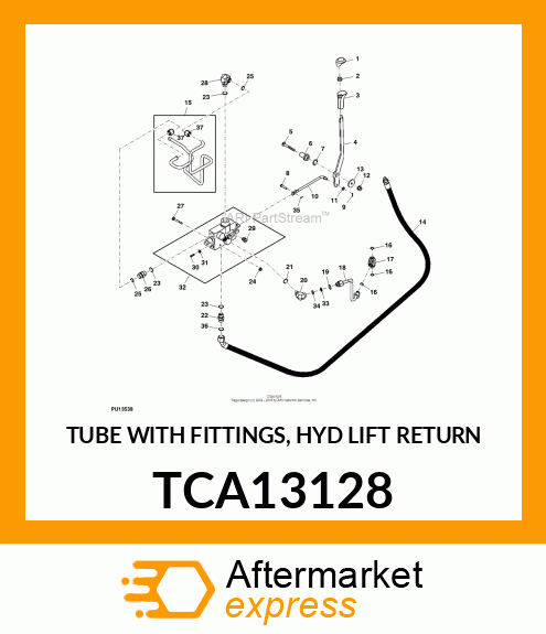 TUBE WITH FITTINGS, HYD LIFT RETURN TCA13128