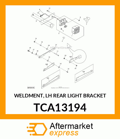 WELDMENT, LH REAR LIGHT BRACKET TCA13194