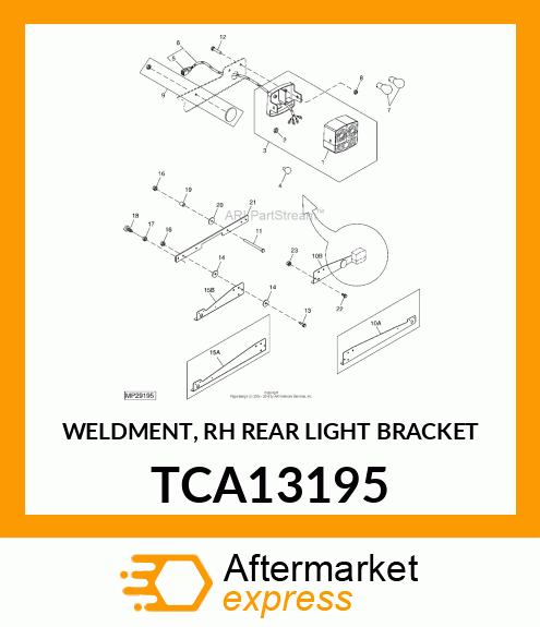 WELDMENT, RH REAR LIGHT BRACKET TCA13195